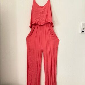 Ya Ya Club Coral Ruffle-Waist Wide-Leg Jumpsuit